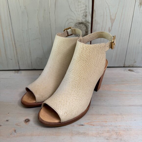 UGG AUDREY EXOTIC EMBOSSED LEATHER PEEP TOE SHOES - Picture 3 of 7